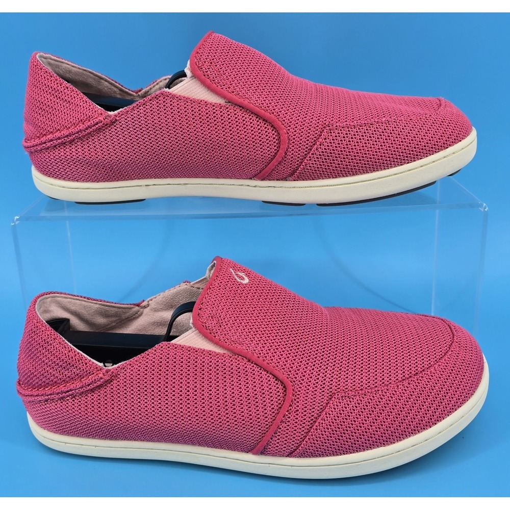 Olukai Nohea Pink Mesh Slip On Shoes Girls Sz 6 EU 38 Women's 7.5 Loafers Beach
